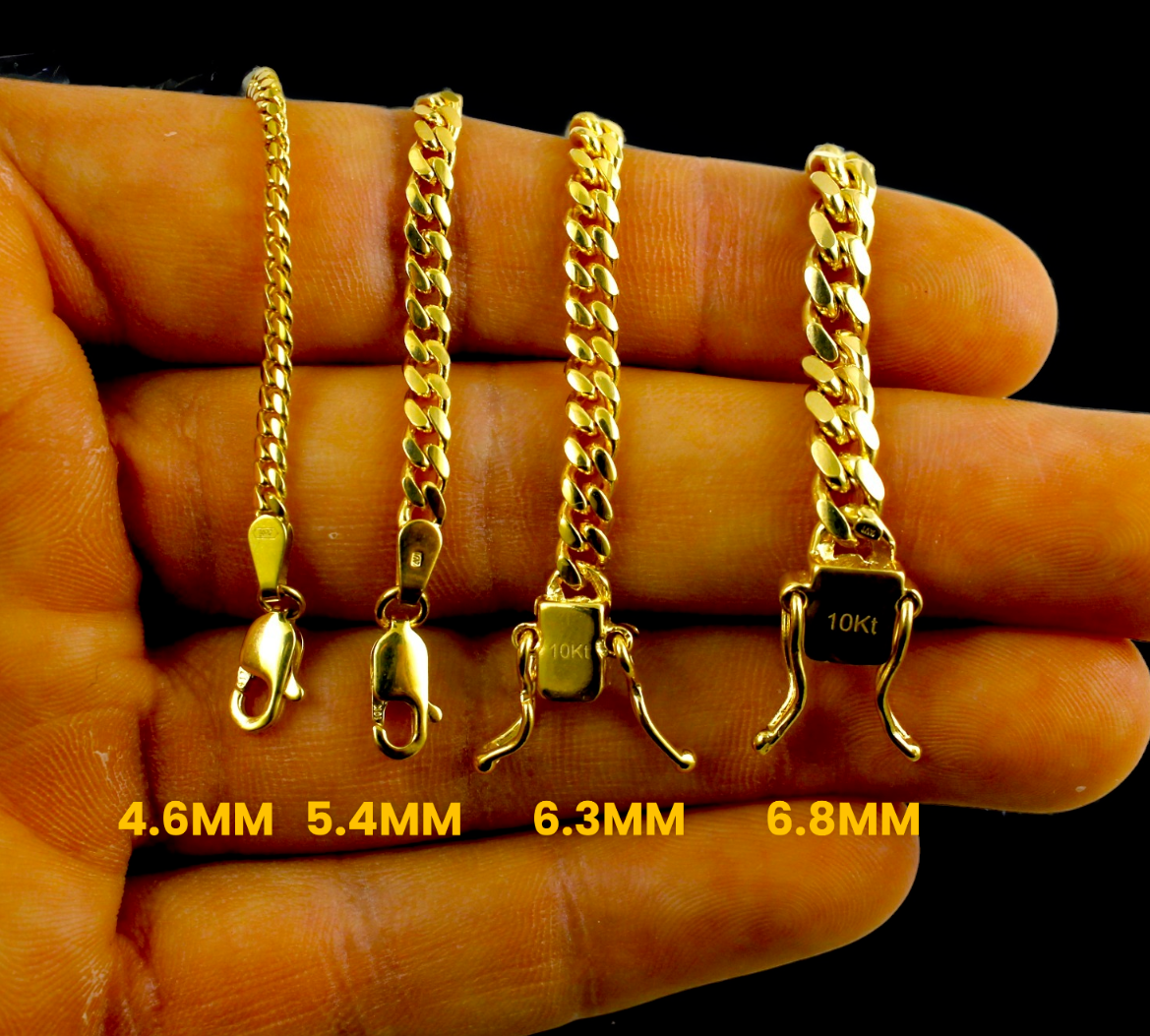 10K Yellow Gold Miami Cuban Link Chain Necklace Real Gold 2mm-8mm 16"-30"