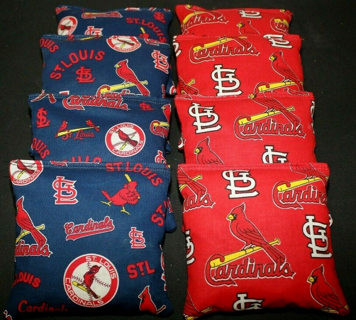 8 CORNHOLE BEAN BAGS made w St. Louis Cardinals fabric STL ACA Regulation MLB