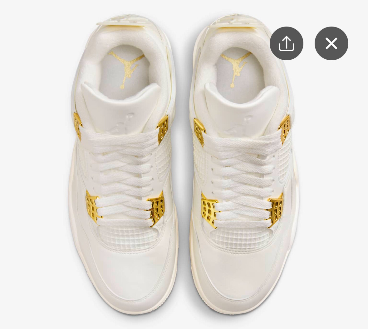 Pre-owned Jordan Womens  Air  4 Retro White Metallic Gold Aq9129-170 Size 5w-12w