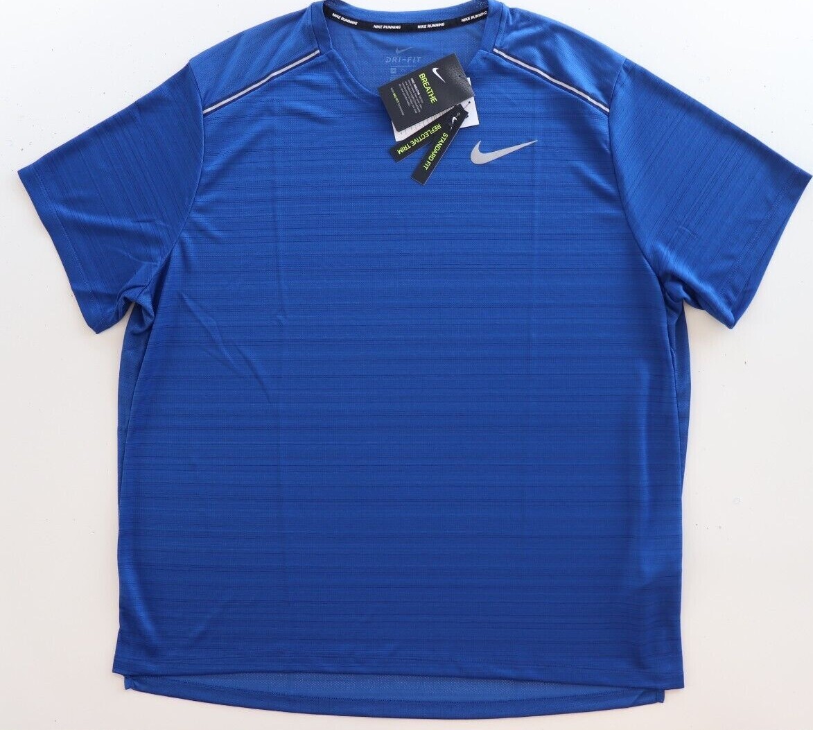 nike miler dri fit short sleeve t shirt blue