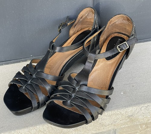 Kelly & Katie Black Leather Sandals 8M Clover 6028997 | eBay