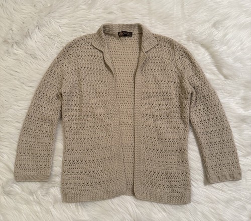 TABARONIcashmere (loro piana yarnカーディガン赤 Loro Piana Cream, Grey and Red Cashmere Button Down Cardigan