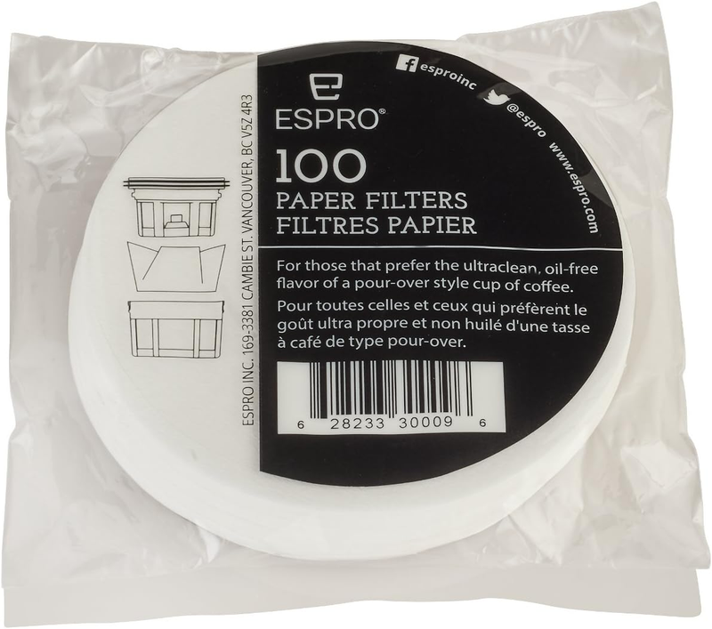 100 Count Coffee Paper Filters - for  Coffee French Press, P1/P0, 12/16 Ounce