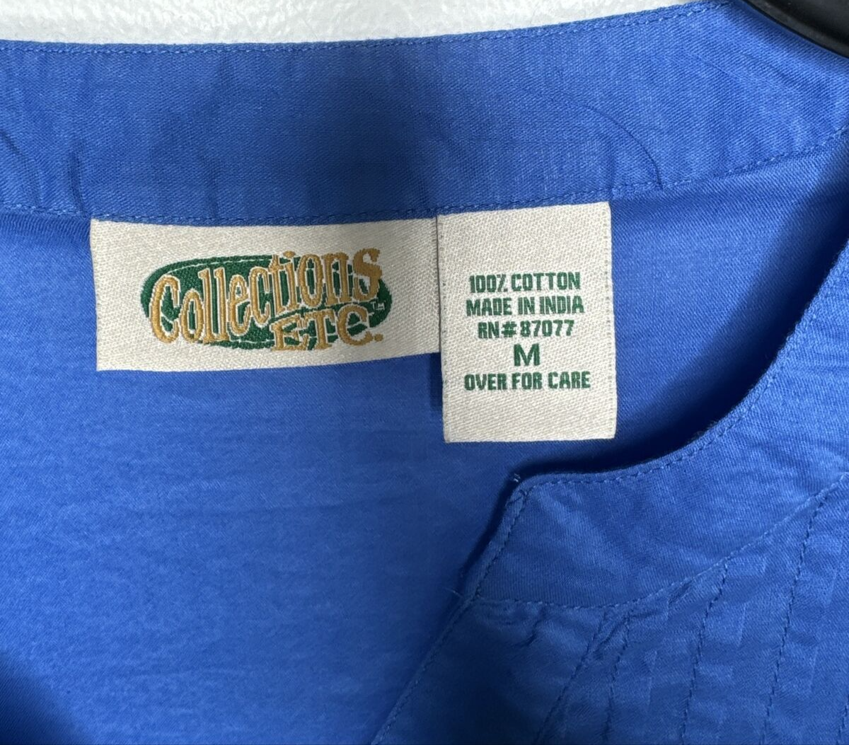 Collections Etc Top Womens Medium Blue Pintuck Pleated 100% Cotton