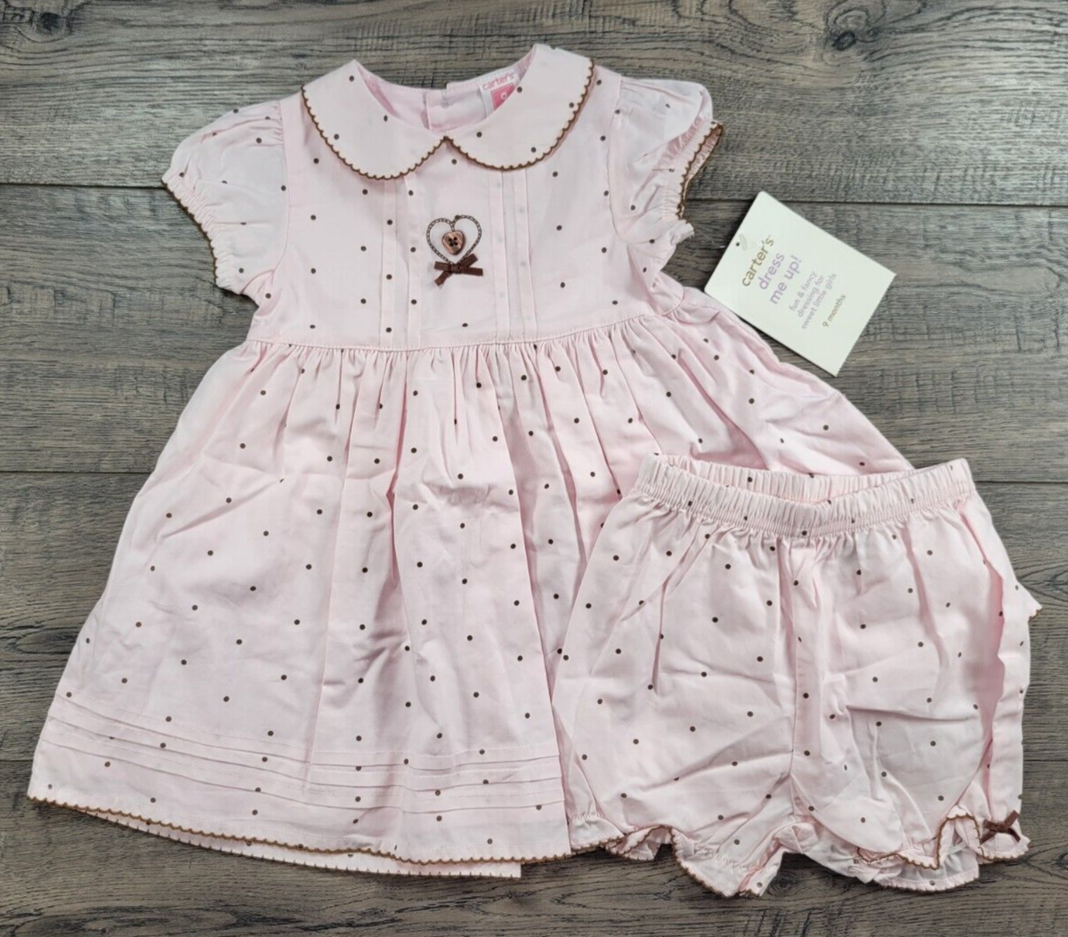Baby Girl Clothes New Vintage Carter s 9 Month 2pc Pink Brown