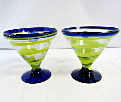 Pair Of Royal Caribbean Mantini Marganta Glasses Blue & Yellow Swirl 