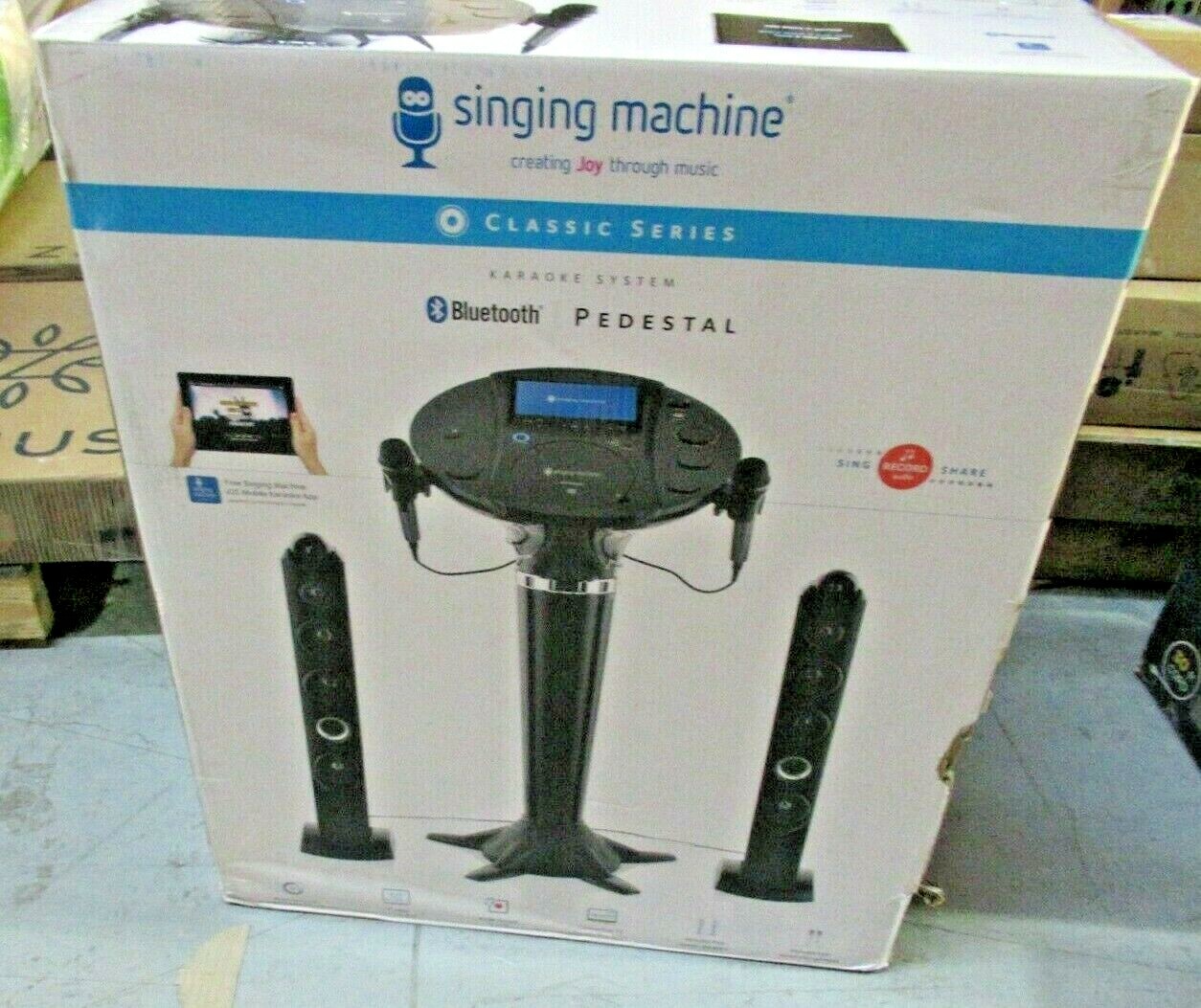 Karaoke Singing Machine System Pedestal Bluetooth Lcd Resting Tablet 2 Mic Black