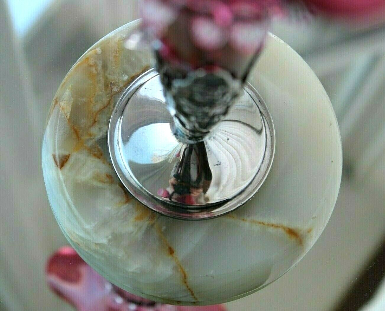 ANTIQUE VICTORIAN CRANBERRY GLASS RUFFLED VASE SILVER LILY VALLEY HOLDER RIGAREE