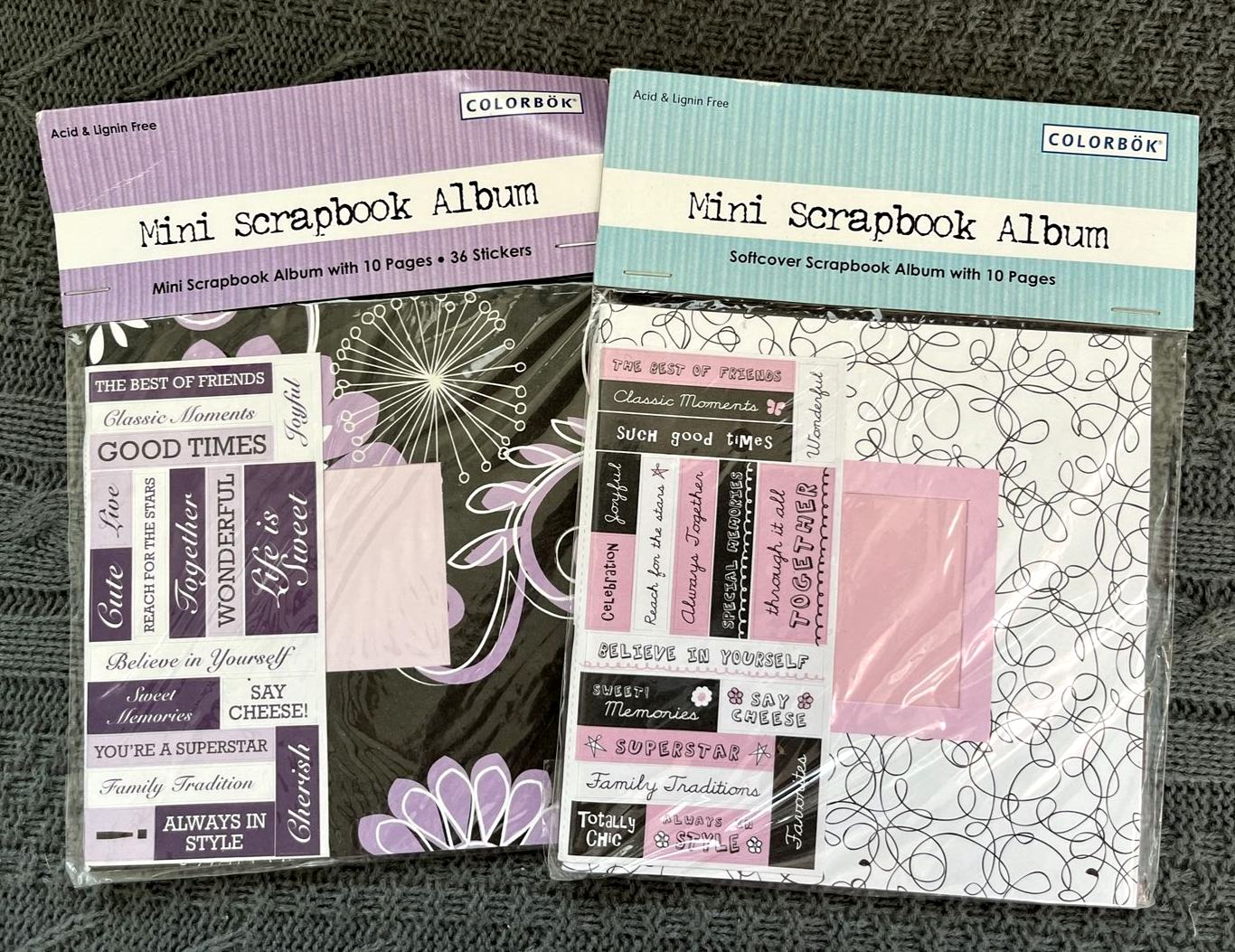 Colorbok Mini Scrapbook Album Softcover 10 Pages Purple Floral Spirals Lot Of 2