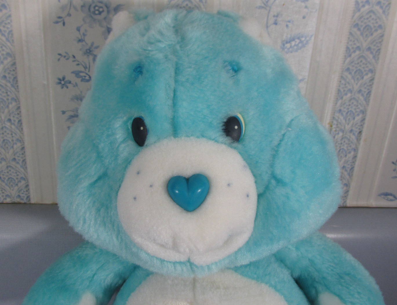 Vintage Care Bears Stuffed Plush Blue1983 Wish Bear By Kenner 13 Inch