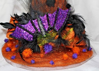 Halloween Witch's Hat Lighted Tabletop Decor Bat Spider Orange Black Purple 20