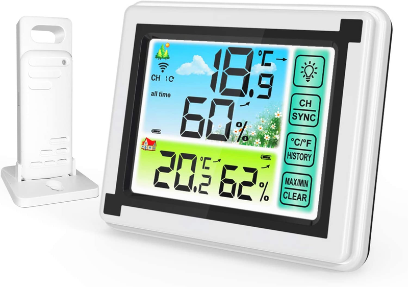 Indoor Outdoor Thermometer With Remote Sensor, Digital