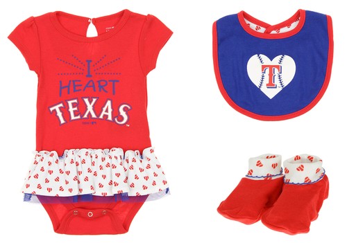 Outerstuff MLB Infant Texas Rangers Play с комплектом Heart Creeper, нагрудником и ботинками