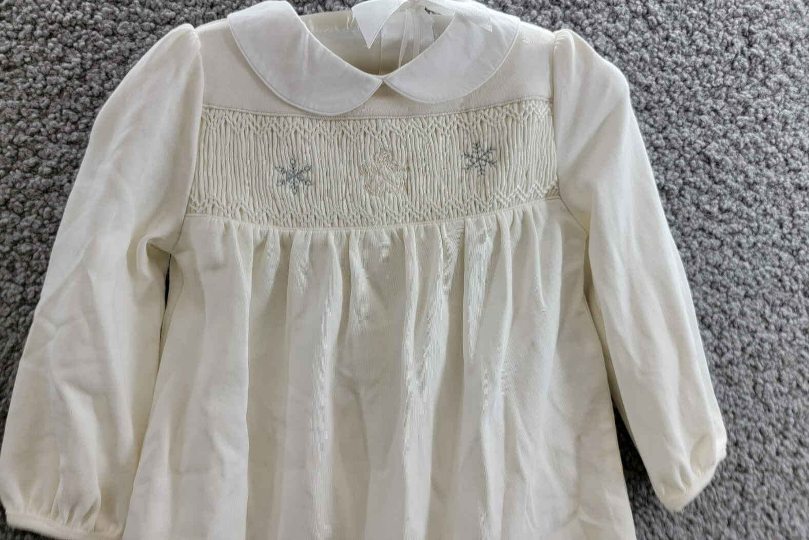 Ralph Lauren Snowflake Smocked Coveralls Baby Girl's 12M White Button Back L/S - Picture 3 of 18