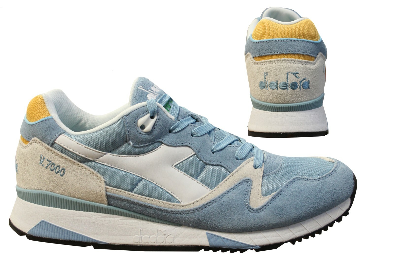 Diadora V7000 Nyl II Blue Nylon Suede Leather Lace Up Mens Trainers C6650 B2E | eBay