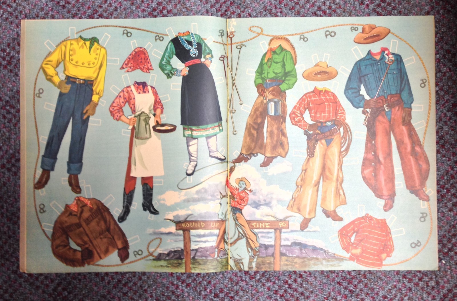 Vintage 1954 Annie Oakley Cut-Out Dolls By Whitman Un-Cut