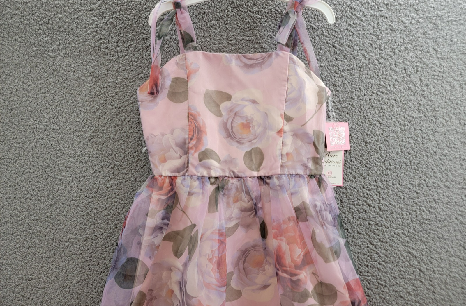 Rare Editions Floral-Print Organza Maxi Dress Big Girls' 16 Lavender Back Zip - Picture 3 of 16