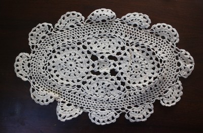 SET OF 4 ANTIQUE CROCHET BEIGE DOILIES 10 1/2