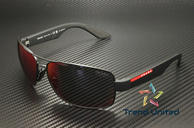 Pre-owned Prada Linea Rossa Ps 50zs 1bo10a Matte Black Grey Orange 65mm Men's Sunglasses In Gray