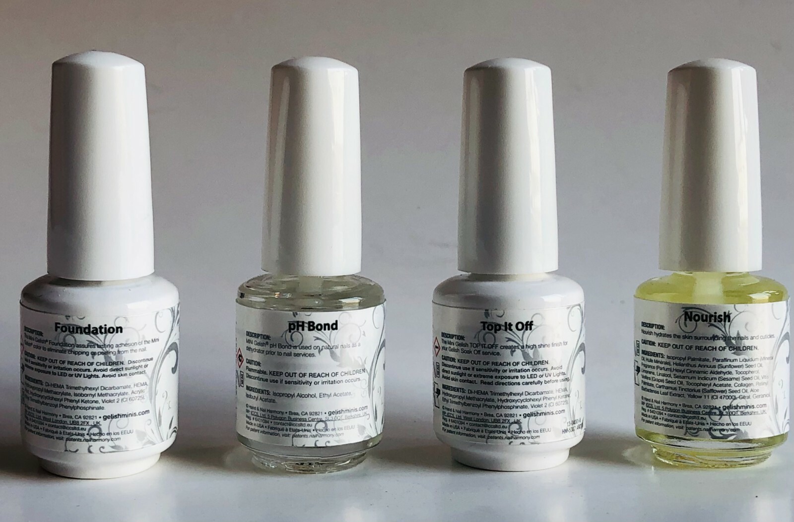 Gelish Mini Soak-Off Gel Nails Basics, Foundation Top It Off pH Bond Nourish,9mL