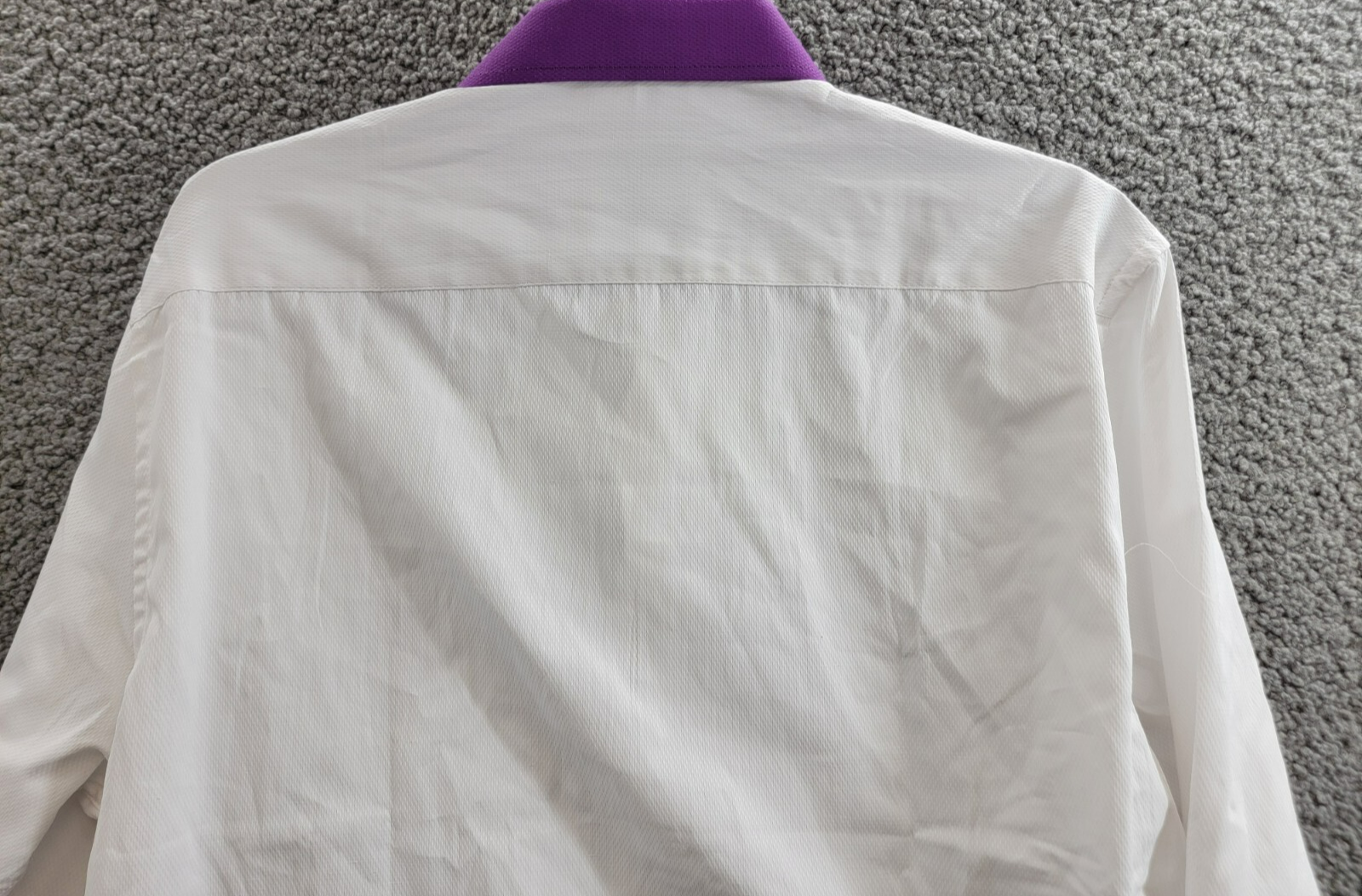 Tayion Collection Slim-Fit Purple Trim Dress Shirt Men's L 16-16.5 34-35 White - Picture 14 of 19