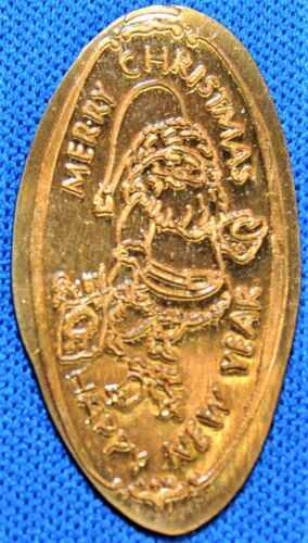 KIR-26: Vintage Elongated CENT: MERRY CHRISTMAS / HAPPY NEW YEAR (Santa Claus)