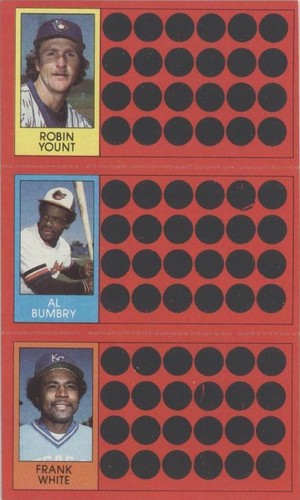 1981 Topps Baseball Scratch-Off - Al Bumbry Frank White Robin Yount #10-29-47