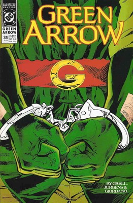 Green Arrow #34 VF; DC | Mike Grell Handcuffs Cover - we combine shipping