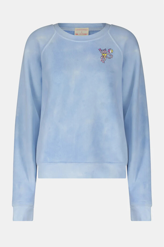 Pre-owned Roller Rabbit X Loveshackfancy Fun In The Sun Monkey Sweatshirt Blue M