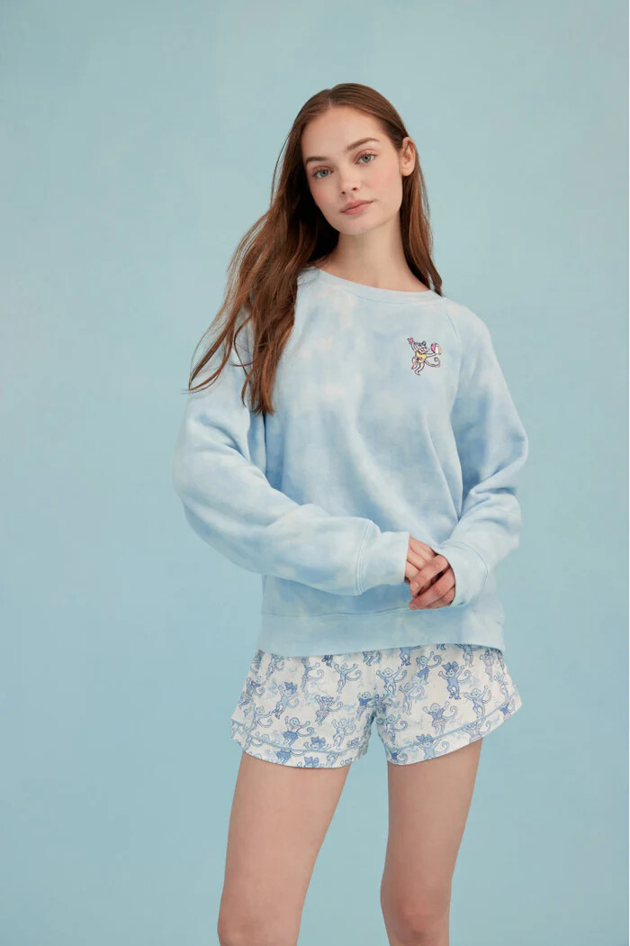 Pre-owned Roller Rabbit X Loveshackfancy Fun In The Sun Monkey Sweatshirt Blue M