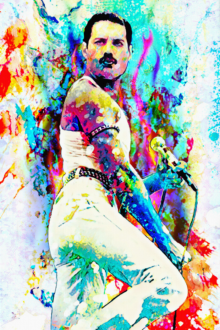 絵画 Fred mercury  97x130cm Freddie Mercury Art, Queen Canvas, Rock and Roll Painting