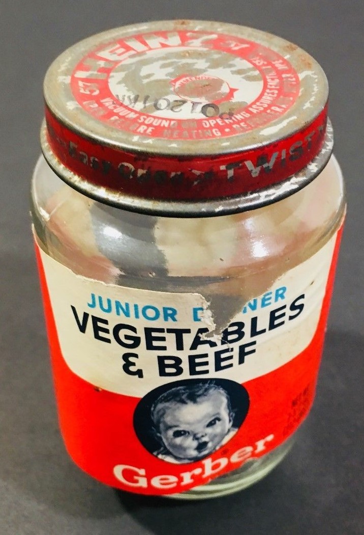 5 Baby Food Glass Jars GERBER HEINZ ~ 7 1/2 OZ