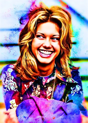 Olivia Newton-John Musician Celebrity 1/1 ACEO Fine Art Print By:Q Vintage 2