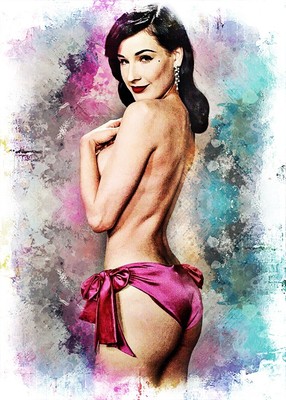 Dita Von Teese Celebrity 2/5 ACEO Fine Art Print By:Q Pose Pink