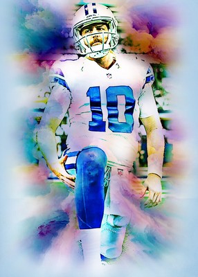 Cooper Rush Dallas Cowboys  1/1 Art Print Card By.Marci