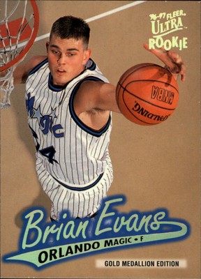 1996-97 Ultra Gold Medallion Orlando Magic Basketball Card #G224 Brian Evans