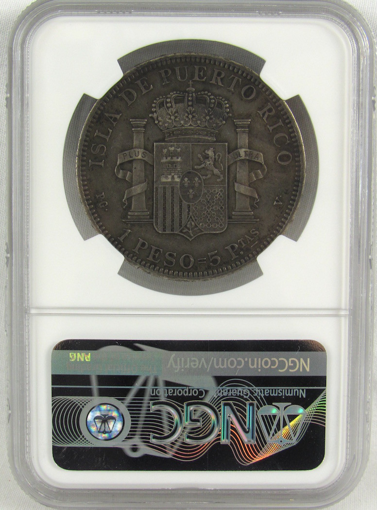 PUERTO RICO 1895 PGV PESO NGC AU50
