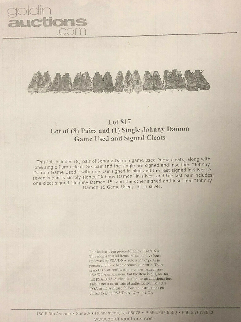 Johnny Damon Signed New York Yankees Game Used Cleat SI+PSA Pre-Cert