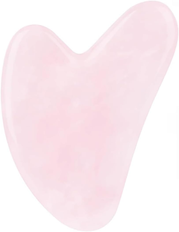 Gua Sha Facial Treatment with Rose Quartz Heart Shape Guasha Board, Massage Tool