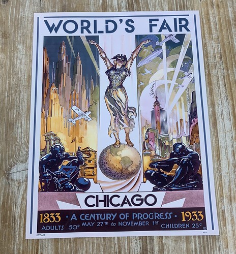 1933 Art Deco Chicago World's Fair Classic Vintage Travel