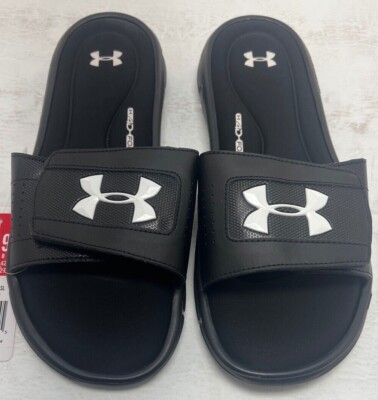 UNDER ARMOUR Men's Ignite V SL Slides Black / White 1287318-001 Free Shipping