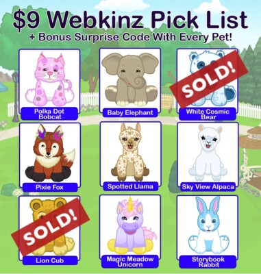 Webkinz: Pick Any 1 From List! [VIRTUAL CODES ONLY]