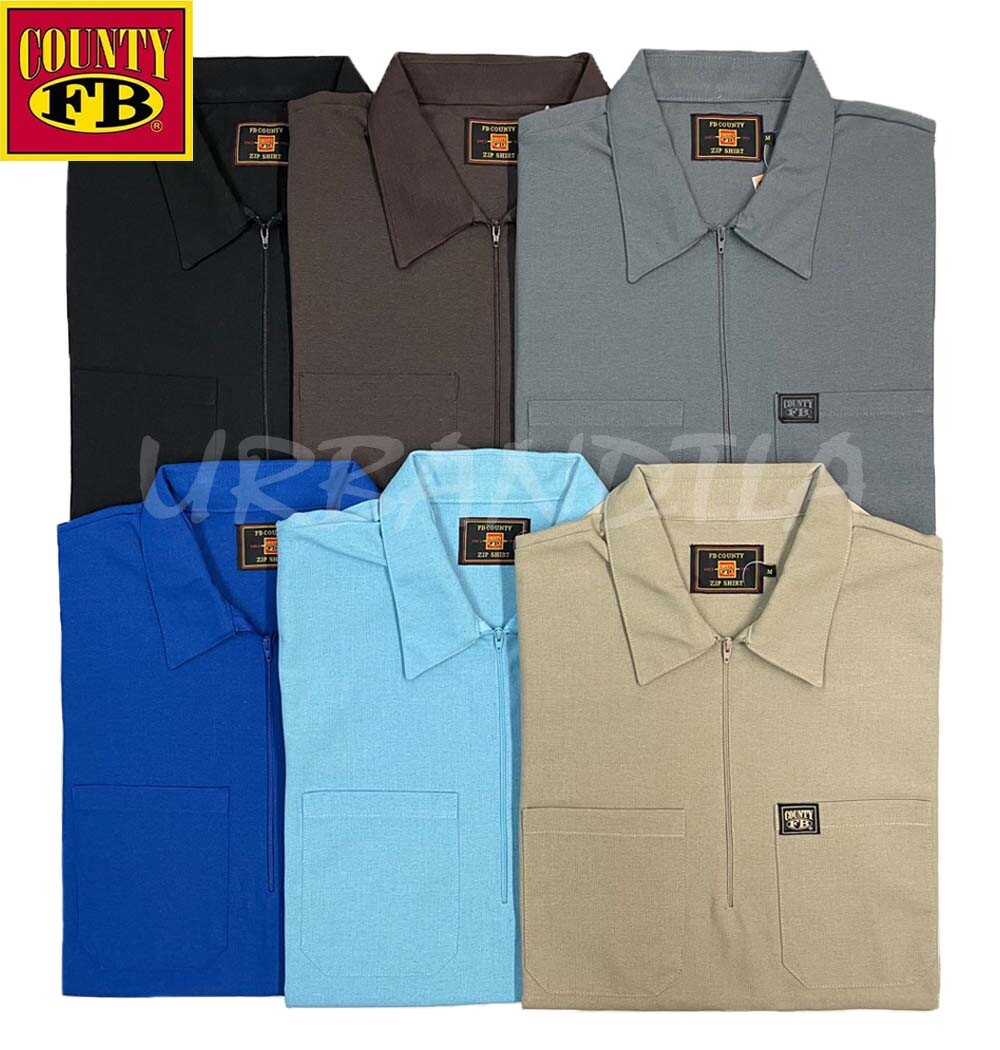 Men's FB County Solid 1/2 Zip Short Sleeve 2 Pockets Shirt Men's FB County Solid 1/2 Zip Short Sleeve 2 Pockets Shirt