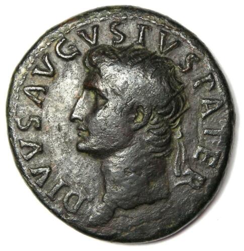 Roman Divus Augustus AE Dupondius Coin under Tiberius 27 BC - 14 AD. VF (Tooled)