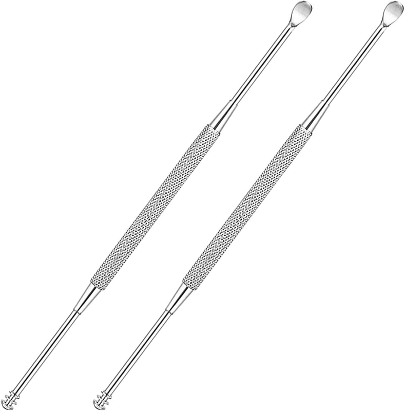 2 Pack - Stainless Steel Ear Spoon Portable Double-Ended Ear Pick Ear Wax Remova