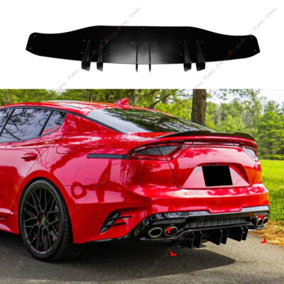 Black Rear Bumper Diffuser 6 Shark Fins For Kia Stinger Pre-Facelift 2017-2020