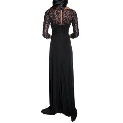 Pre-owned Issa London Long Sleeve Embellished Gown In Black