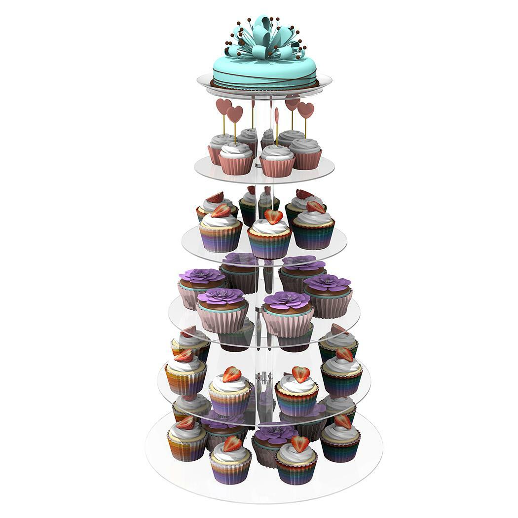 6 Tier Acrylic Cupcake Stand Tower Wedding Birthday Party Display WT 01