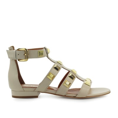 

Женские сандалии Via Roma 15 Ecru Flat с заклепками, Бежевый, 3714