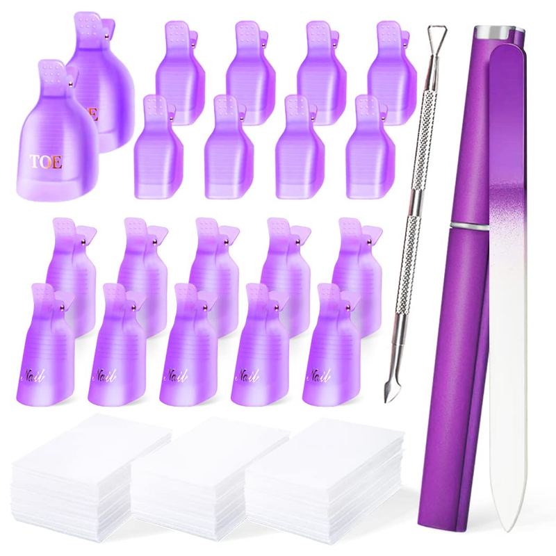 Gel Nail Polish Remover Tools Kit with Fingernail &Toenail Nail Clips Nail